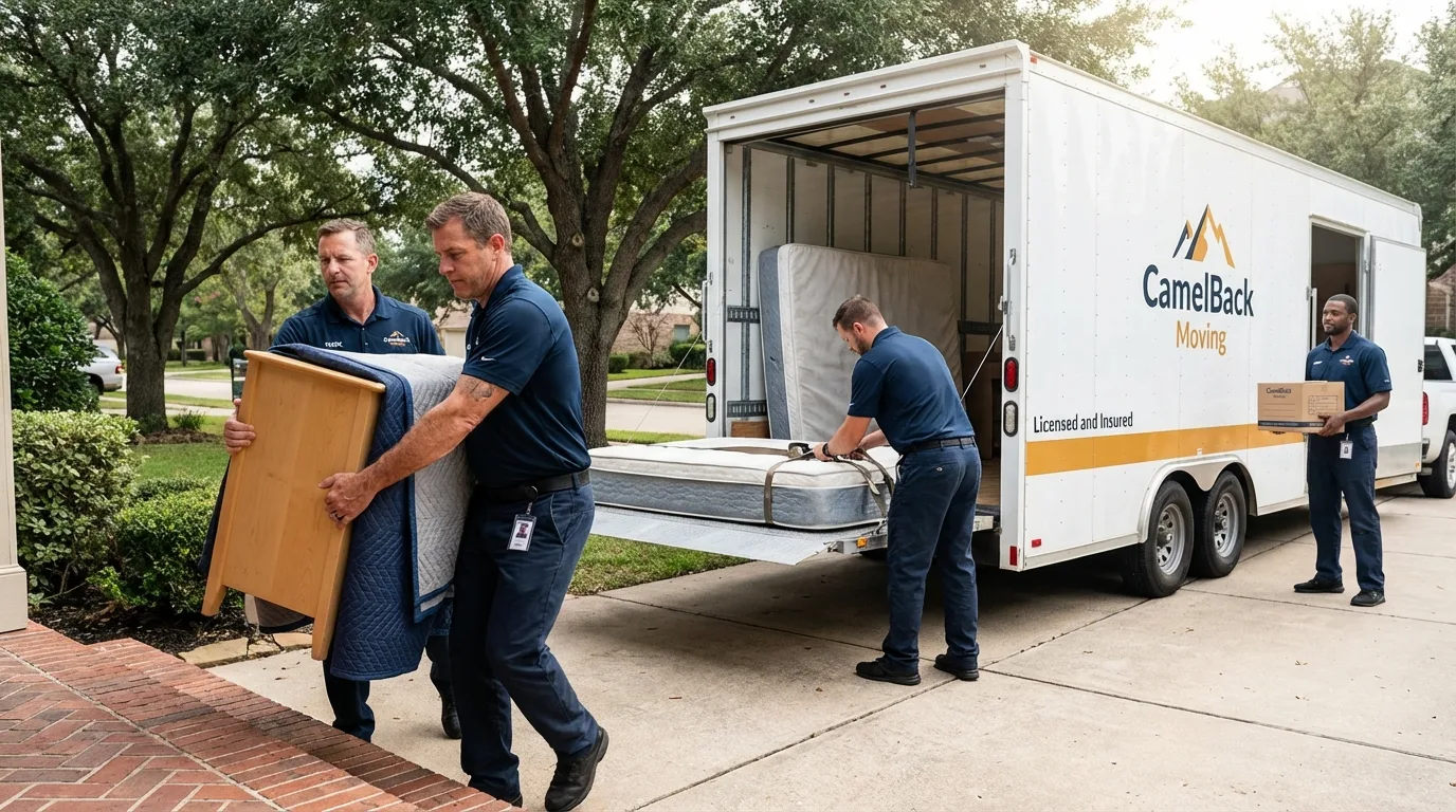 Crew loading residential truck for cross-state move from Greer, SC