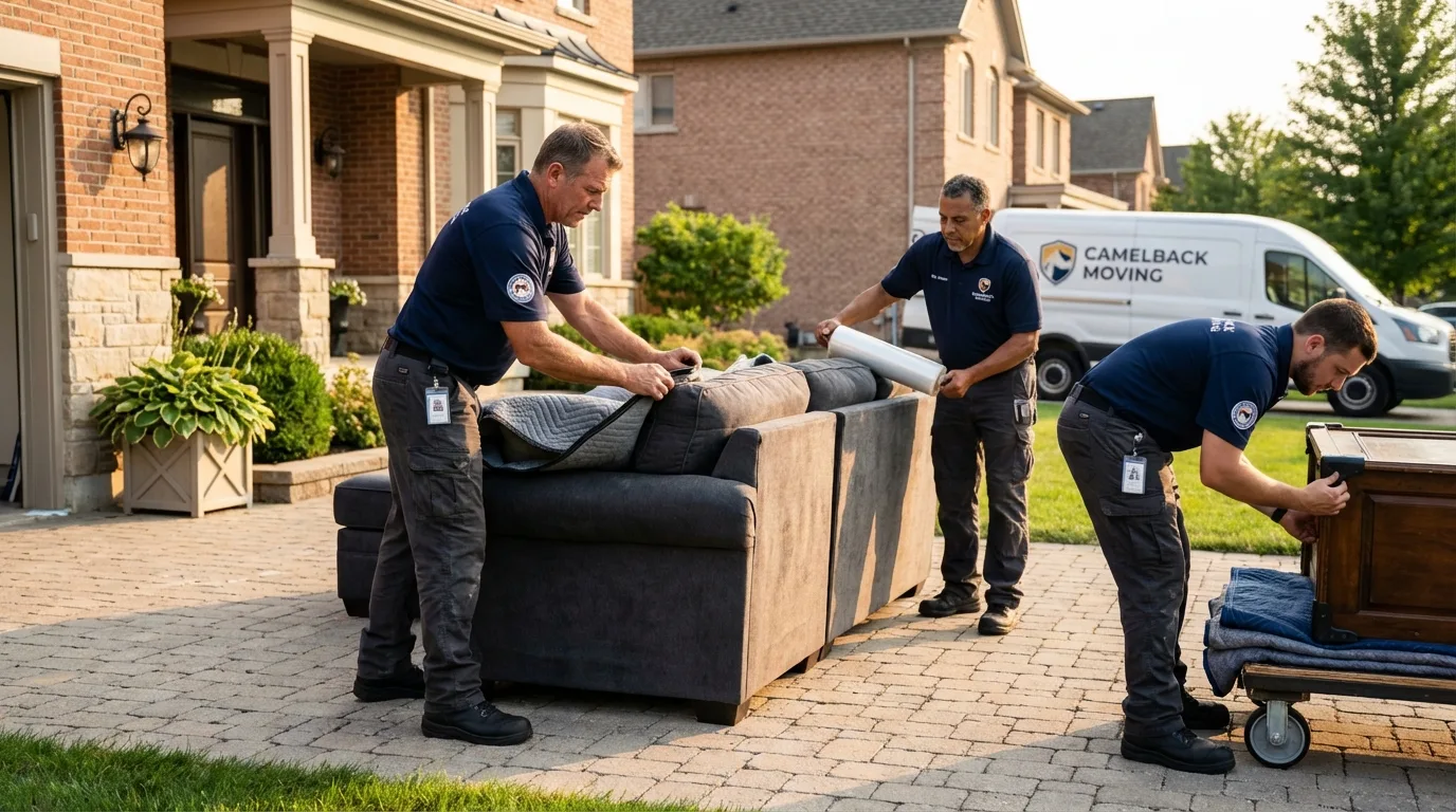 Large estate moving crew wrapping furniture in Greer, SC